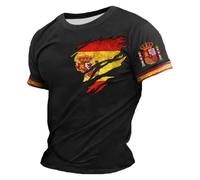 Camiseta Hombre Manga Corta Camiseta Torero Ligera Clásica Cuello Redondo Bandera De España para Hombre Y El Día A Día