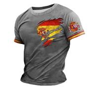 Camiseta Hombre Manga Corta Camiseta Torero Ligera Clásica Cuello Redondo Bandera De España para Hombre Y El Día A Día