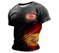 Camiseta Hombre Manga Corta Camiseta Torero Ligera De Cuello Redondo Y Bandera Española para Hombre Y El Día A Día