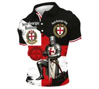 Camiseta Hombre Manga Corta con Estampado del Día De San Jorge De Inglaterra Cuello Camisero Tejido Transpirable Y Casual para Uso Diario Ropa Hombre Verano Vestir En Fiestas I