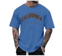 Camiseta Hombre Manga Corta Cuello Ciudad Europea Playera Informal Holgada cómoda Moderna Deportiva Comercio Exterior (Blue, L)