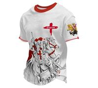 Camiseta Hombre Manga Corta Estampado Británico San Jorge Inglaterra Cruz Roja Cuello Redondo Camiseta Casual Celebración Diario Hombre Algodón Transpirable Ropa Verano Básico Cómodo M232
