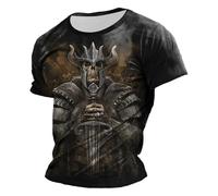 Camiseta Hombre Manga Corta Estampado Mitología Nórdica Vikingo Medieval Dioses Nórdicos Cuello Redondo Camiseta Casual Diario Verano Básica Hombre Algodón Transpirable Ropa Cómodo Suave