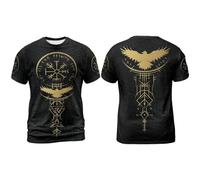 Camiseta Hombre Manga Corta Estampado Vikingo Nórdico Mitología Medieval Dioses Nórdicos Cuello Redondo Camiseta Casual Diario Verano Hombre Algodón Transpirable Ropa Básico Cómodo Suave M237