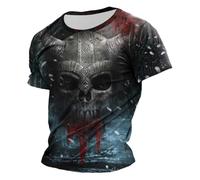 Camiseta Hombre Manga Corta Estampado Vikingo Nórdico Mitología Medieval Dioses Nórdicos Cuello Redondo Camiseta Casual Diario Ropa Verano Básica Hombre Algodón Transpirable Cómodo Suave