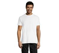 Camiseta Hombre Manga Corta | Pack 5 | Algodón | Cuello Redondo (Blanco, S)