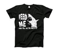 Camiseta Hombre Manga Corta Unisex Short Sleeve tee Gran Tiburón Blanco, Aliméntame, El Depredador Más Grande, Según Biólogos Oceánicos Cómodo Camisetas De Manga Corta para Correr Moda Entrenamie XXL