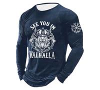 Camiseta Hombre Manga Larga Estampado Vikingo Nórdico Mitología Medieval Dioses Nórdicos Cuello Redondo Camiseta Casual Suave Diario Otoño Hombre Algodón Transpirable Ropa Básico Có M204