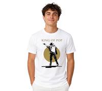 Camiseta Hombre Michael Jackson King of Pop, Camiseta Pop Vintage 80, impresión de alta calidad, 100% algodón, corte regular, blanco, XL