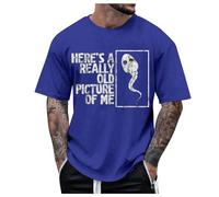 Camiseta Hombre Old Picture Birthday Casual Blend Clásico Manga Corta Top Textual, azul, L