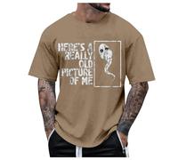 Camiseta Hombre Old Picture Birthday Casual Blend Clásico Manga Corta Top Textual, caqui, L