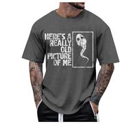Camiseta Hombre Old Picture Birthday Casual Blend Clásico Manga Corta Top Textual, gris oscuro, M
