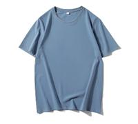 Camiseta Hombre Oversized Heavyweight T Shirt For Men Summer Short Sleeve tee Cotton Plain Top Casual Men's Clothing(Mist Blue,L)