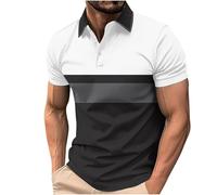 Camiseta Hombre Polo de Manga Corta Camisa Verano Casual Patchwork Cuello en V Botones Oficina Negocios Moda Original Deportivos Golf T-Shirt Slim Fit Basic Tops tee Talla Grande 2025