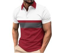 Camiseta Hombre Polo de Manga Corta Camisa Verano Casual Patchwork Cuello en V Botones Oficina Negocios Moda Original Deportivos Golf T-Shirt Slim Fit Basic Tops tee Talla Grande 2025