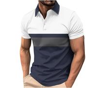 Camiseta Hombre Polo de Manga Corta Camisa Verano Casual Patchwork Cuello en V Botones Oficina Negocios Moda Original Deportivos Golf T-Shirt Slim Fit Basic Tops tee Talla Grande 2025