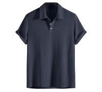 Camiseta Hombre Polo Manga Corta Camisa Verano Casual Color sólido Tejidos de Punto Cuello en V Botones Oficina Negocios Moda Deportivos Golf T-Shirt Slim Fit Basic Tops tee Talla Grande 2025