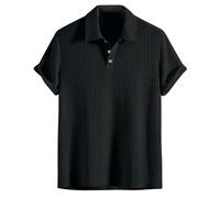 Camiseta Hombre Polo Manga Corta Camisa Verano Casual Color sólido Tejidos de Punto Cuello en V Botones Oficina Negocios Moda Deportivos Golf T-Shirt Slim Fit Basic Tops tee Talla Grande 2025