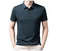Camiseta Hombre Polos Hombre Summer Camisa Polo Hombre Respirable Sentido Avanzado Solapa Manga Corta Casual Negocios T Shirt Tela Seda Helada Tops de Deportivo Punto Negocios