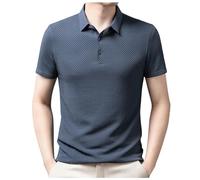 Camiseta Hombre Polos Hombre Summer Camisa Polo Hombre Respirable Sentido Avanzado Solapa Manga Corta Casual Negocios T Shirt Tela Seda Helada Tops de Deportivo Punto Negocios