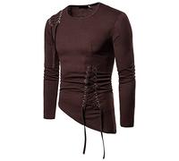 Camiseta Hombre Tendencia De Moda Clásica Básica Cuello Redondo para Hombre Delgado Manga Larga Diseño Irregular Hecho De Cuerda Trenzada Sudadera Hombre D-Brown L