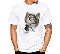 Camiseta Hombre Tendencia Moda 3D Gatito Creativo Estampado Hombre Casuales Camisa Verano Cuello Redondo Holgado Manga Corta Novedad Casual Hombre Correr Shirt D-C5 3XL