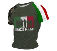 Camiseta Hombre Tricolor con Bandera Italiana con Estampado de La Bandera de Italia Jersey de Fútbol Camiseta Verano Manga Corta con Cuello en V Ajuste Regular Ropa Deportiva Camisa Abotonada
