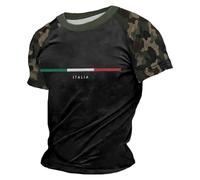 Camiseta Hombre Tricolor con Bandera Italiana con Estampado de La Bandera de Italia Jersey de Fútbol Camiseta Verano Manga Corta con Cuello en V Ajuste Regular Ropa Deportiva Camisa Abotonada