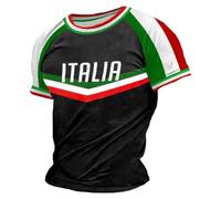 Camiseta Hombre Tricolor con Bandera Italiana con Estampado de La Bandera de Italia Jersey de Fútbol Camiseta Verano Manga Corta con Cuello en V Ajuste Regular Ropa Deportiva Camisa Abotonada