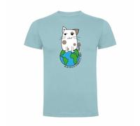Camiseta hombre "Un día mi gato dominará el mundo" color Azul