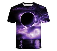 Camiseta Hombre Verano Cuello Redondo 3D Cielo Estrellado Estampado Hombre Casuales Camisa Moda Personalidad Ajuste Regular Casual Cómodo Hombre Manga Corta T02 6XL