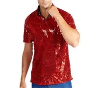 Camiseta Hueca de Malla para Hombre, Manga Corta traslúcida Superior de Fiesta Red Chico