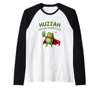 Camiseta Huzzah For The Green Elixir Frog Matcha Ironic Fantasy Camiseta Manga Raglan