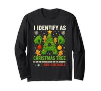 Camiseta I Identify As A Christmas Tree Lit On The Outside Manga Larga