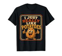Camiseta I Just Really Like Potatoes Camiseta gráfica económica, Hombre, Negro, M