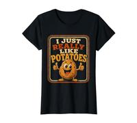 Camiseta I Just Really Like Potatoes Camiseta gráfica económica, Mujer, Negro, M