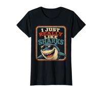 Camiseta I Just Really Like Sharks Camiseta gráfica económica, Mujer, Negro, M