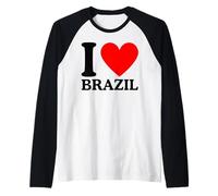 Camiseta I Love Brazil - I Heart Brazil Camiseta Manga Raglan