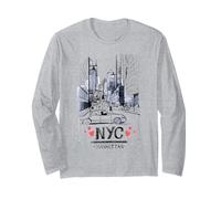 Camiseta I Love New York City Manhattan I Red Heart Love NYC Manga Larga