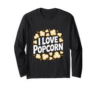 Camiseta I Love Popcorn Movie Night Snack Lovers Manga Larga