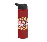 Camiseta I Love Popcorn Movie Night Snack Lovers Stainless Steel Insulated Water Bottle