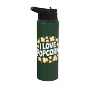 Camiseta I Love Popcorn Movie Night Snack Lovers Stainless Steel Insulated Water Bottle
