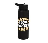 Camiseta I Love Popcorn Movie Night Snack Lovers Stainless Steel Insulated Water Bottle