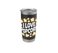 Camiseta I Love Popcorn Movie Night Snack Lovers Vaso térmico de acero inoxidable de doble pared
