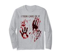 Camiseta I Took Care of It Blood Splatter Horror Zombie Manga Larga