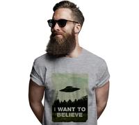Camiseta I Want to Believe UFO Uap Alieni Scully Molder, gris, L