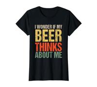 Camiseta I Wonder If Beer Thinks About Me Too Camiseta gráfica económica, Mujer, Negro, S