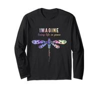 Camiseta Imagine Boho con Forma de libélula, Estilo Retro Hippie, de los años 60 y 70 Manga Larga