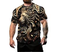 Camiseta Impresa de león Animal 3D para Hombre Camisetas Divertidas con gráfico de Cuello Redondo Hip Hop Street Verano Casual Camiseta de Manga Corta Tops
