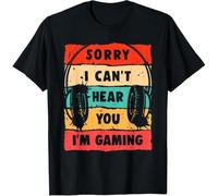 Camiseta Impresa Divertida sobre el Tema de Juegos Sorry I Can’t Hear You I’m Gaming Patrón Auriculares Manga Corta